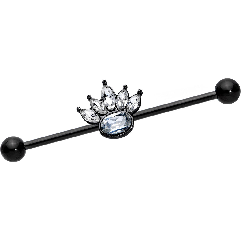 BodyCandy 14G Clear Gem Black Anodized Crown Industrial Barbell 38mm — main product shot