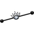 BodyCandy 14G Clear Gem Black Anodized Crown Industrial Barbell 38mm — main product shot