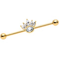 BodyCandy 14G Clear Gem Gold Tone Anodized Crown Industrial Barbell 38mm — main product shot