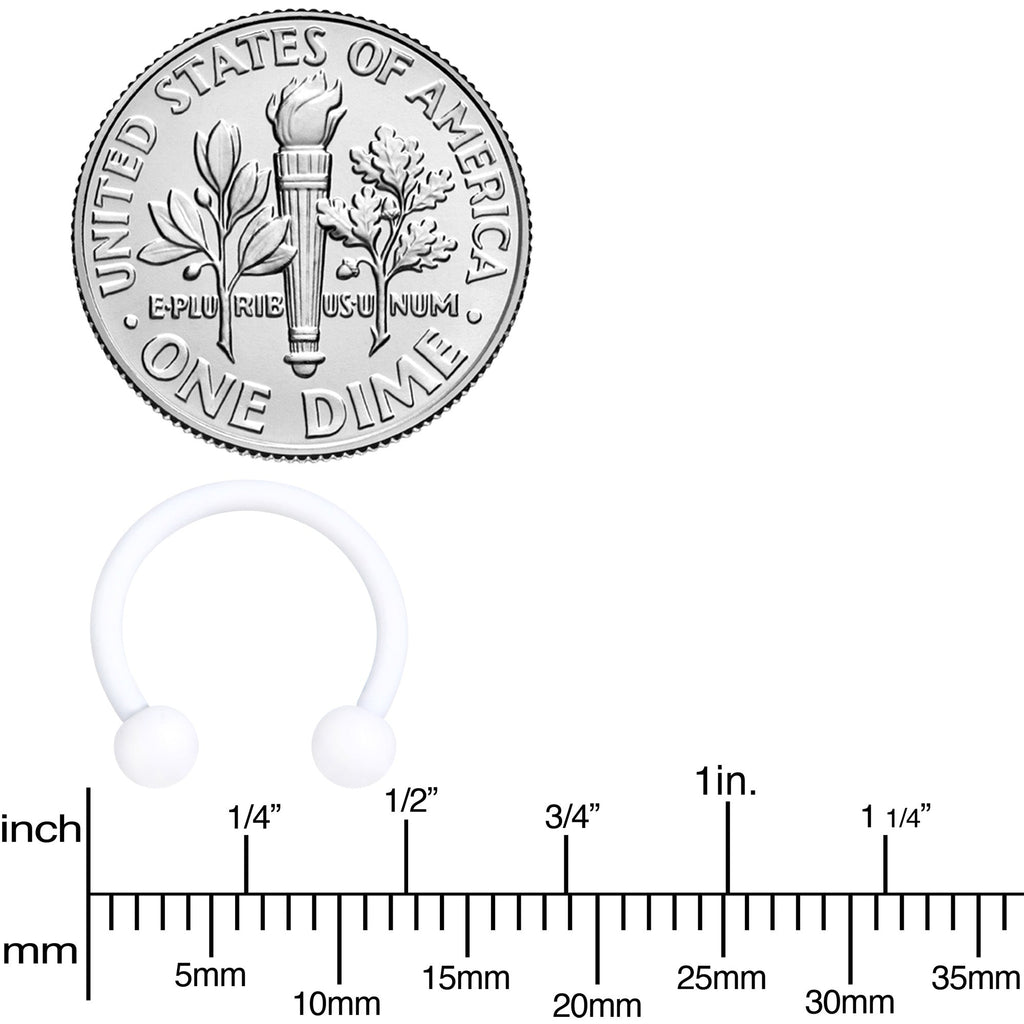 BodyCandy 16G 3/8 White Matte Horseshoe Circular Barbell — alternative angle