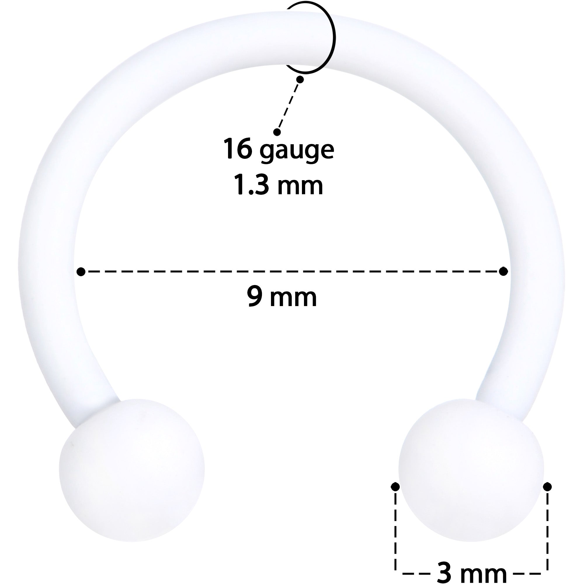 BodyCandy 16G 3/8 White Matte Horseshoe Circular Barbell — in-use photo
