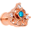 BodyCandy 16G 1/4 Clear Blue Gem Rose Gold Hue Graceful Heart Labret Tragus — main product shot