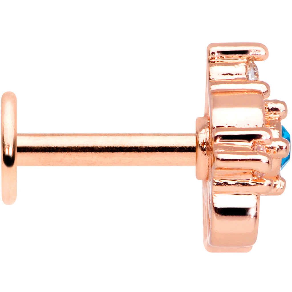 BodyCandy 16G 1/4 Clear Blue Gem Rose Gold Hue Graceful Heart Labret Tragus — lifestyle context