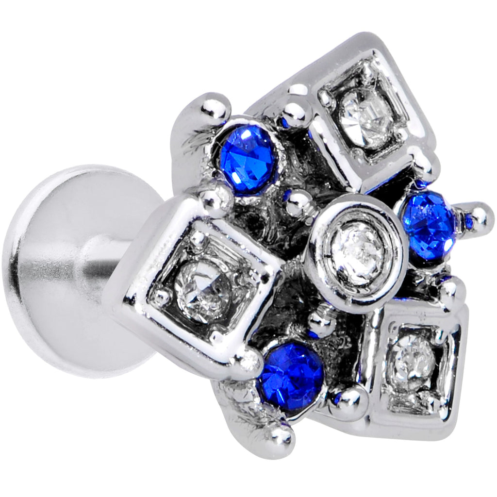BodyCandy 16G 1/4 Blue Gem Geometry Squares Circles Labret Monroe Tragus — main product shot