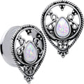 BodyCandy White Faux Opal Filigree Double Flare Plug Set — feature highlight