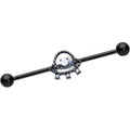 BodyCandy 14G Black White Faux Opal UFO Industrial Barbell 38mm — main product shot