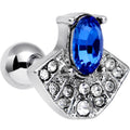 BodyCandy 16G 1/4 Clear Blue Gem Art Deco Fan Cartilage Tragus Earring — main product shot