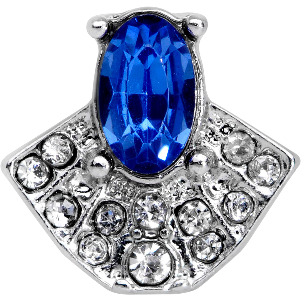 BodyCandy 16G 1/4 Clear Blue Gem Art Deco Fan Cartilage Tragus Earring — detail close-up