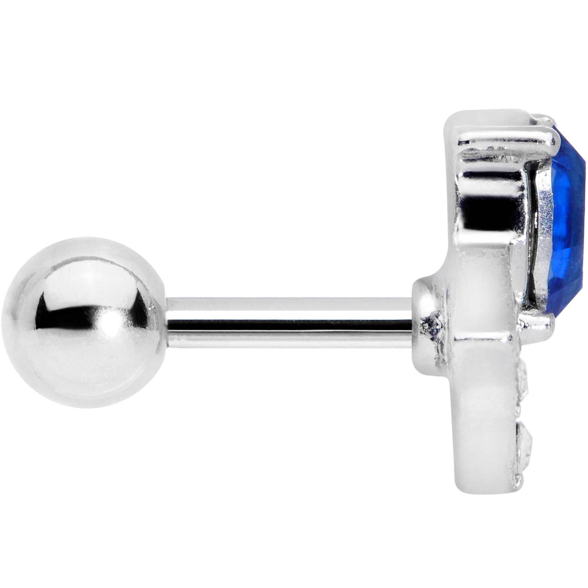 BodyCandy 16G 1/4 Clear Blue Gem Art Deco Fan Cartilage Tragus Earring — lifestyle context