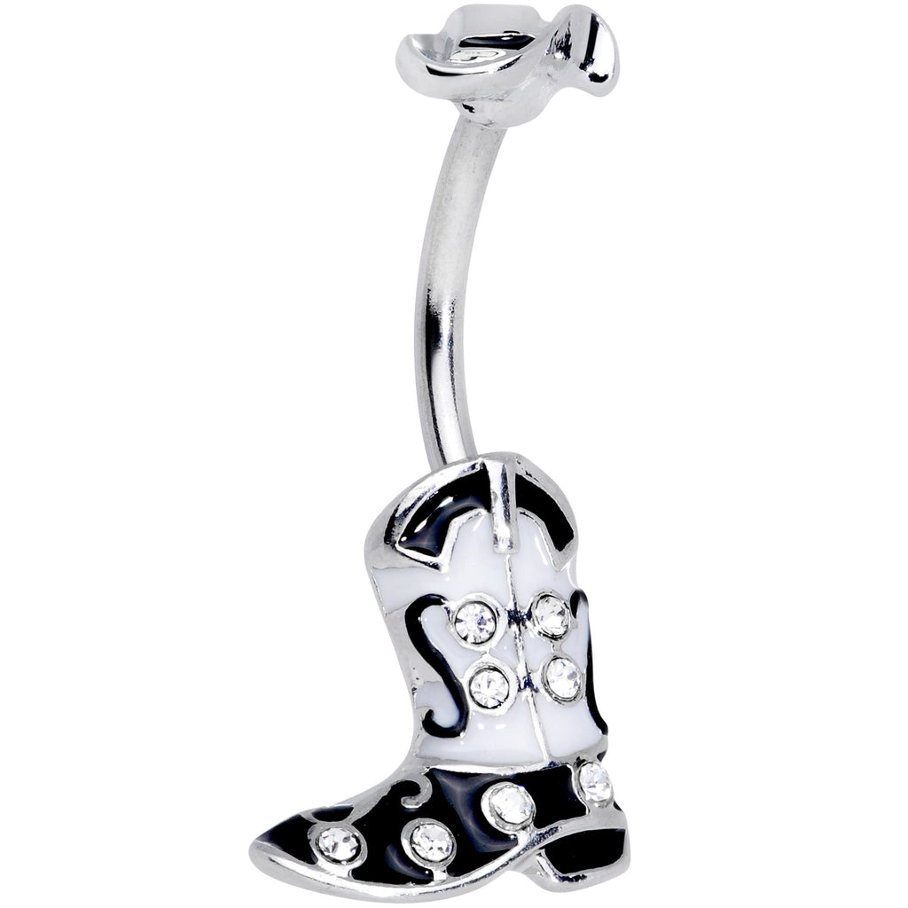BodyCandy Clear Gem Western Boot Hat Belly Ring — main product shot
