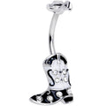 BodyCandy Clear Gem Western Boot Hat Belly Ring — main product shot