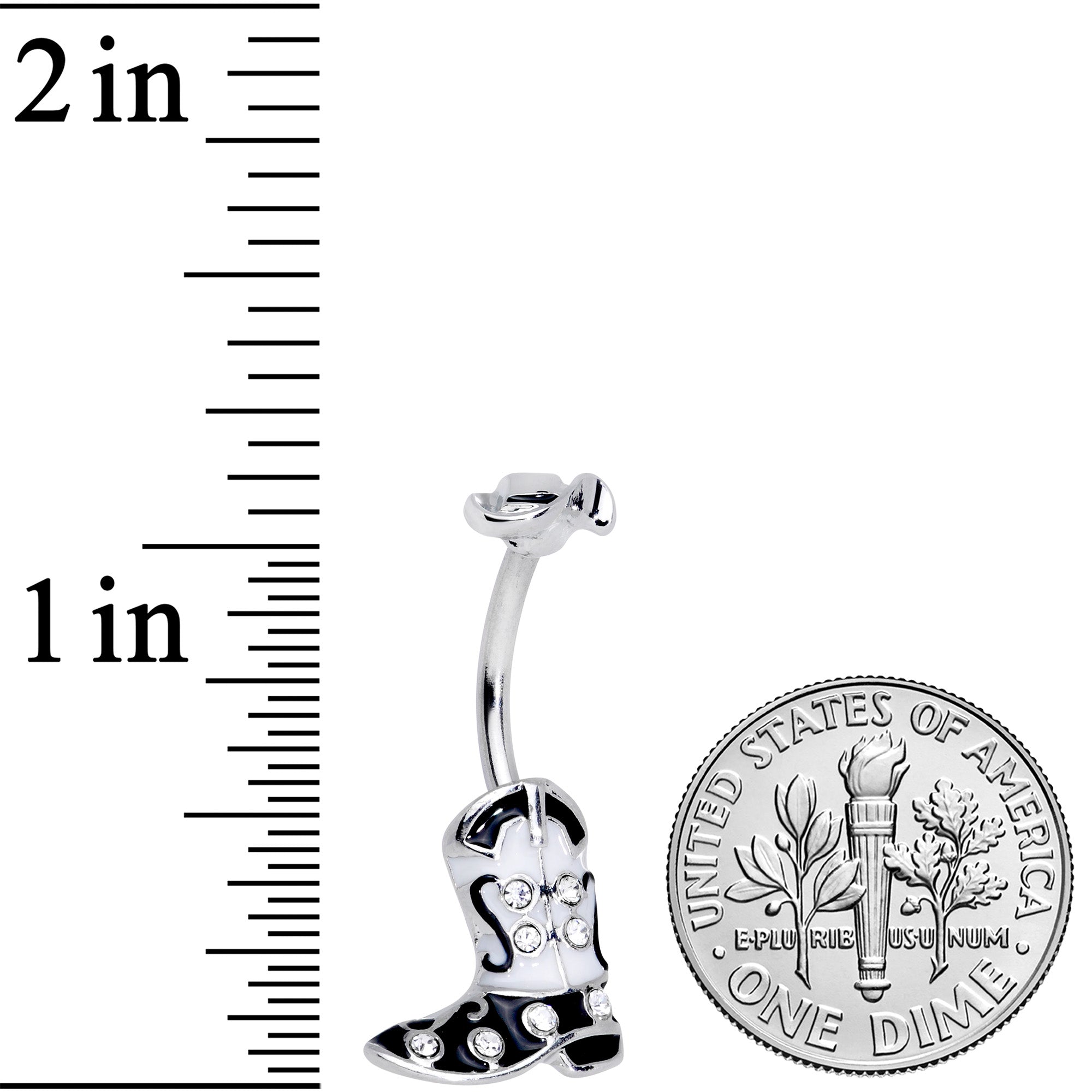 BodyCandy Clear Gem Western Boot Hat Belly Ring — side view