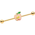 BodyCandy 14G Gold Tone Sweet Apple Industrial Barbell 38mm — main product shot