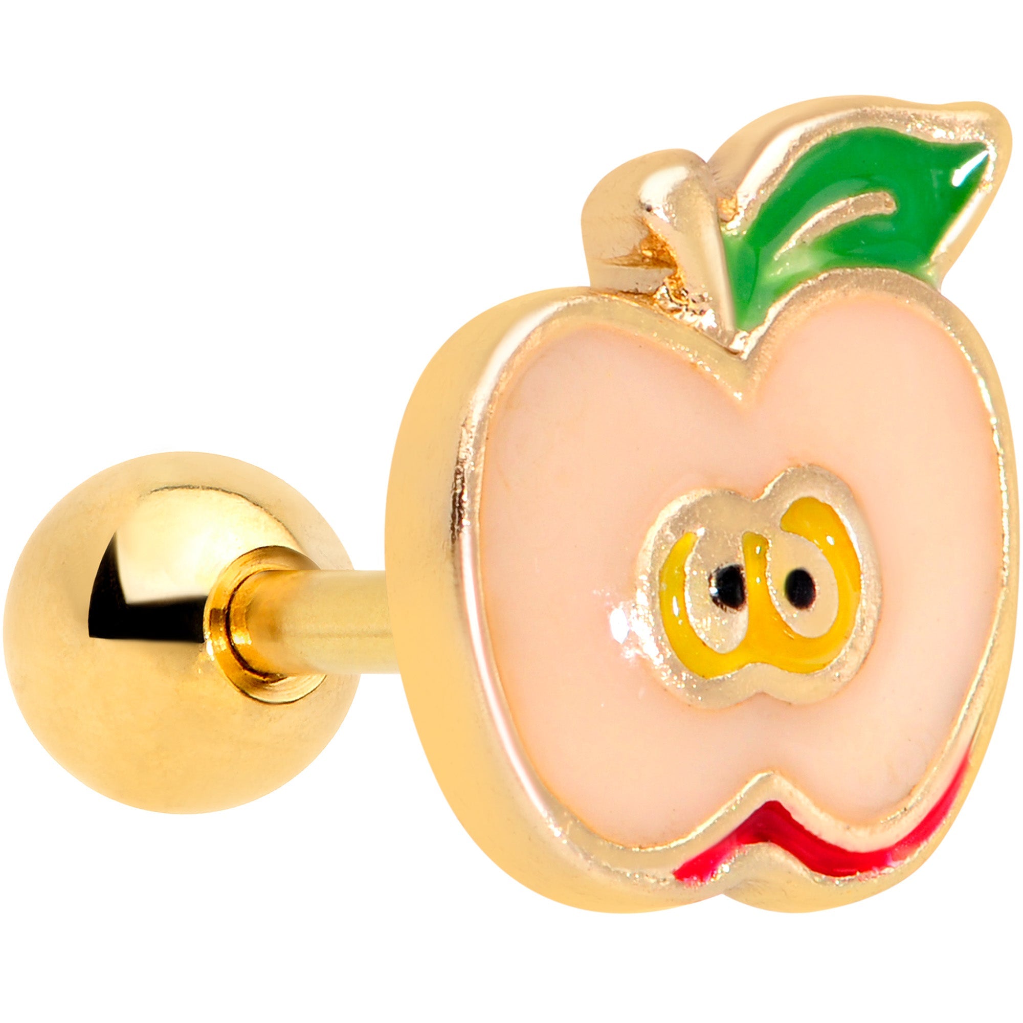 BodyCandy 16G 1/4 Gold Tone Sweet Apple Cartilage Tragus Earring — main product shot