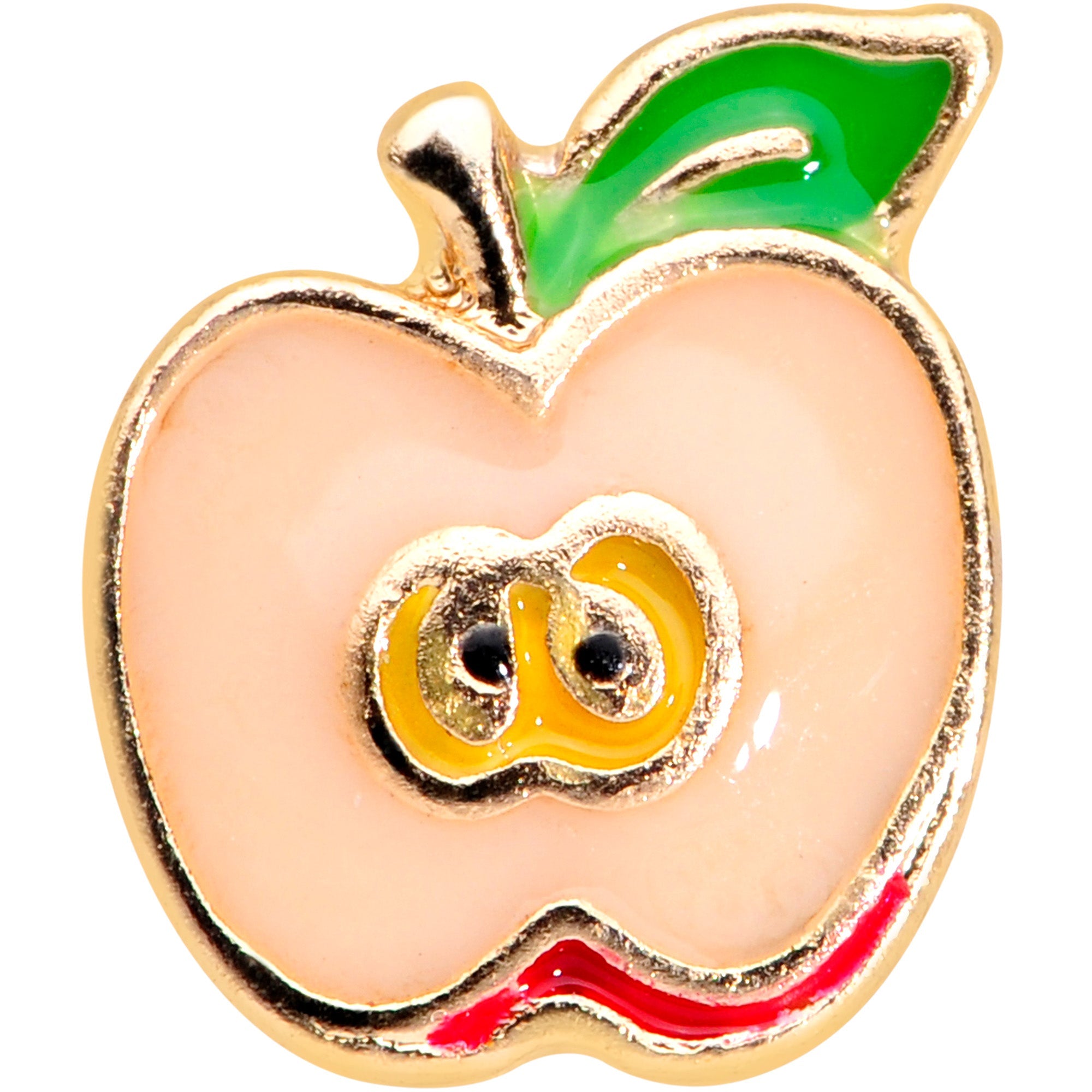 BodyCandy 16G 1/4 Gold Tone Sweet Apple Cartilage Tragus Earring — detail close-up