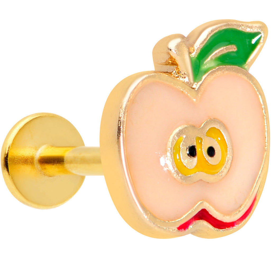BodyCandy 16G 5/16 Gold Tone Sweet Apple Labret Monroe Tragus — main product shot