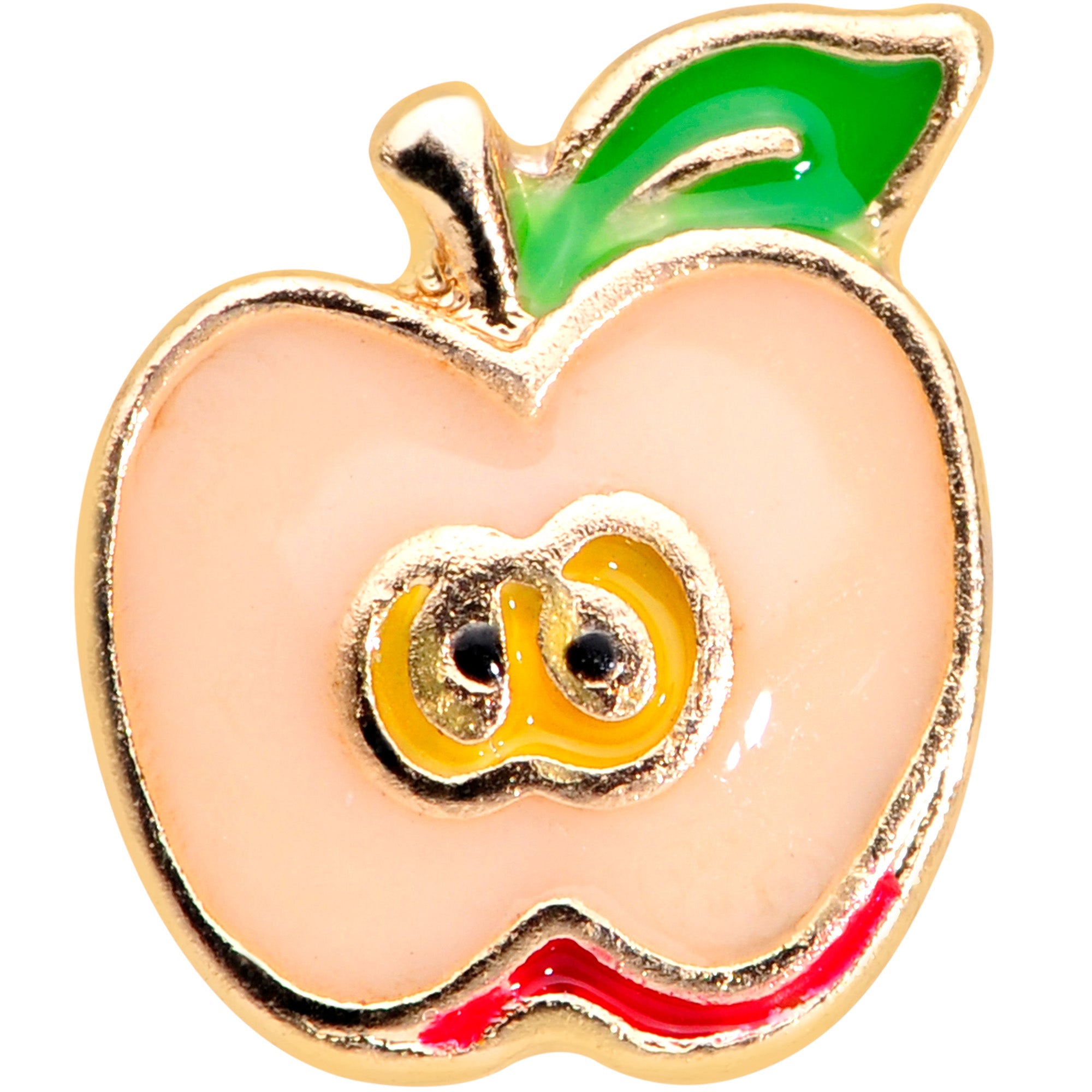BodyCandy 16G 5/16 Gold Tone Sweet Apple Labret Monroe Tragus — detail close-up