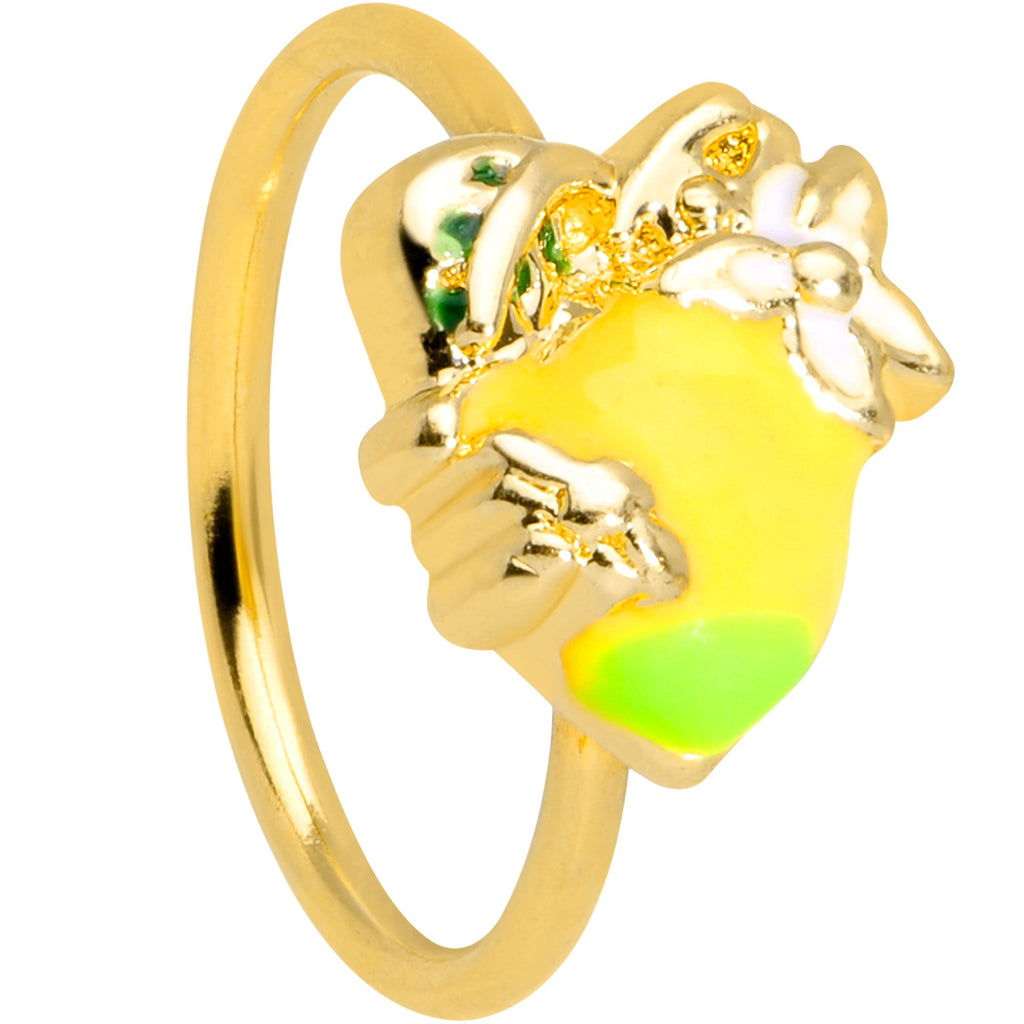BodyCandy 20G 5/16 Gold Tone Lemon Bee Flower Nose Hoop — main product shot