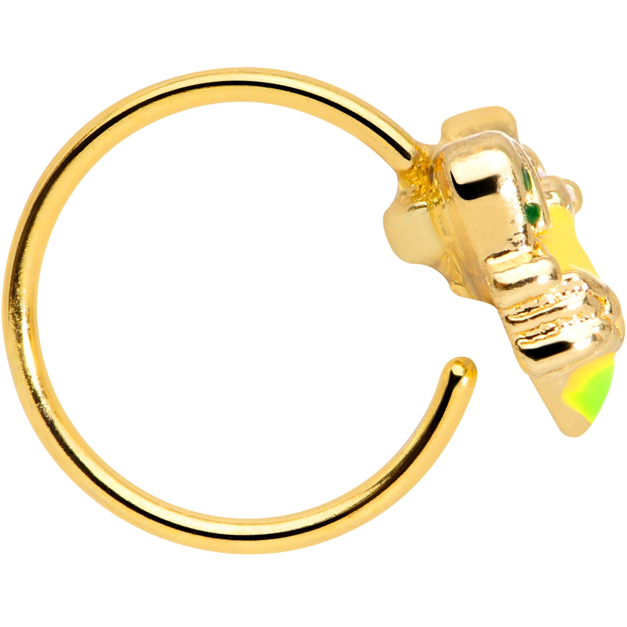 BodyCandy 20G 5/16 Gold Tone Lemon Bee Flower Nose Hoop — lifestyle context