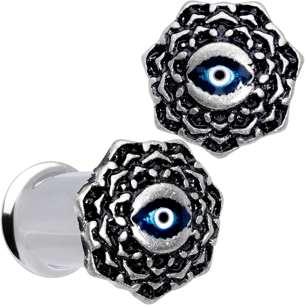BodyCandy Blue White Evil Eye Mandala Double Flare Plug Set — alternative angle