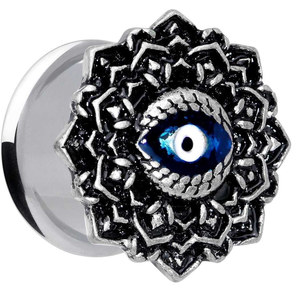 BodyCandy Blue White Evil Eye Mandala Double Flare Plug Set — lifestyle context
