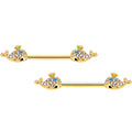 BodyCandy 14G 5/8 Blue CZ Gem Gold Tone Whale Barbell Nipple Ring Set — main product shot