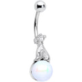 BodyCandy White Pearlescent Orb Little Bear Belly Ring — main product shot