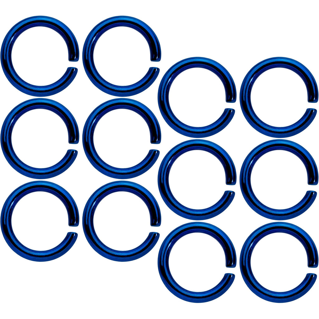 BodyCandy 14G 5/16 Blue Anodized Seamless Cartilage Ring Set of 12 — main product shot