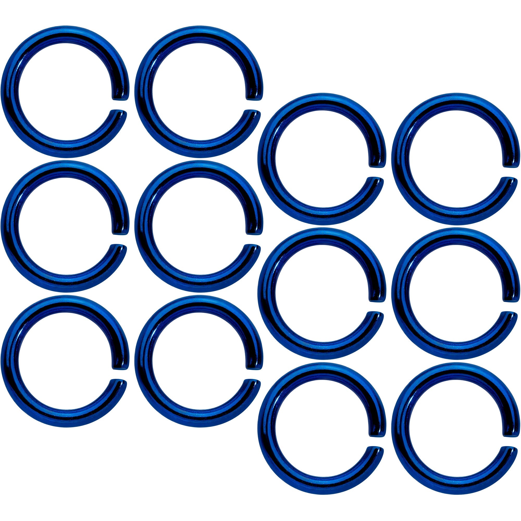 BodyCandy 14G 5/16 Blue Anodized Seamless Cartilage Ring Set of 12 — main product shot
