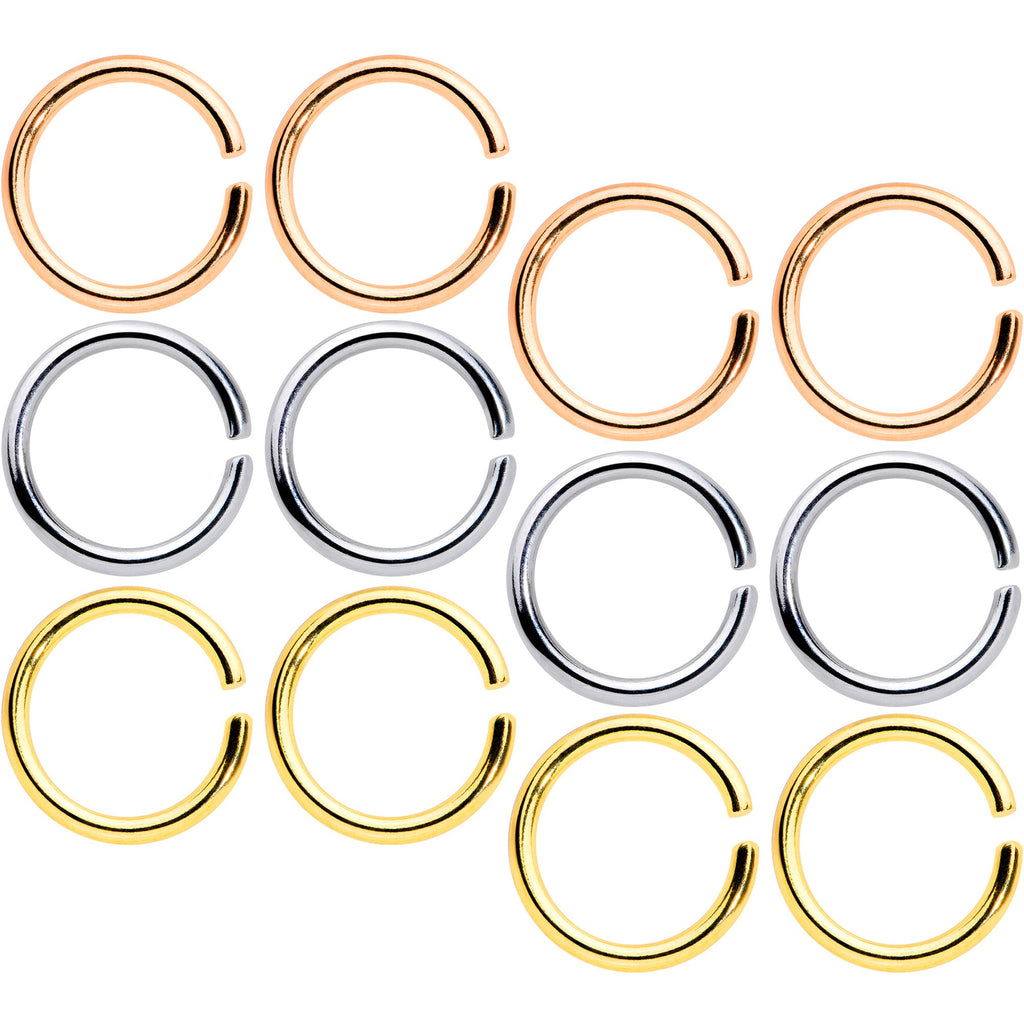 BodyCandy 16G 5/16 Steel Mixed Gold Tone Seamless Cartilage Ring Set of 12 — main product shot