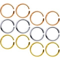BodyCandy 16G 5/16 Steel Mixed Gold Tone Seamless Cartilage Ring Set of 12 — main product shot