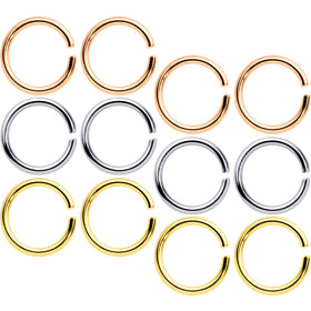 16G 5/16 Steel Mixed Gold Tone Seamless Cartilage Ring Set of 12