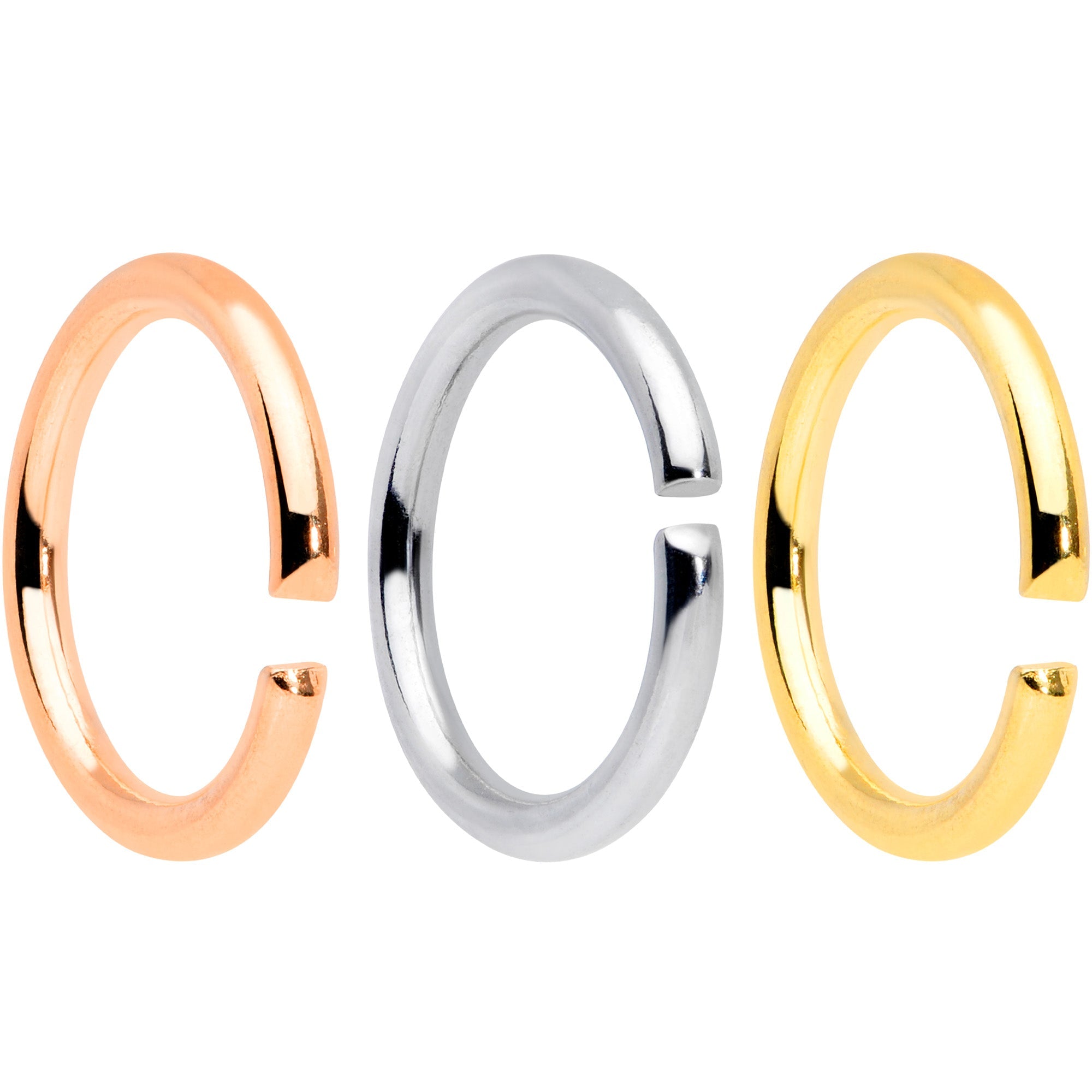 BodyCandy 16G 5/16 Steel Mixed Gold Tone Seamless Cartilage Ring Set of 12 — detail close-up
