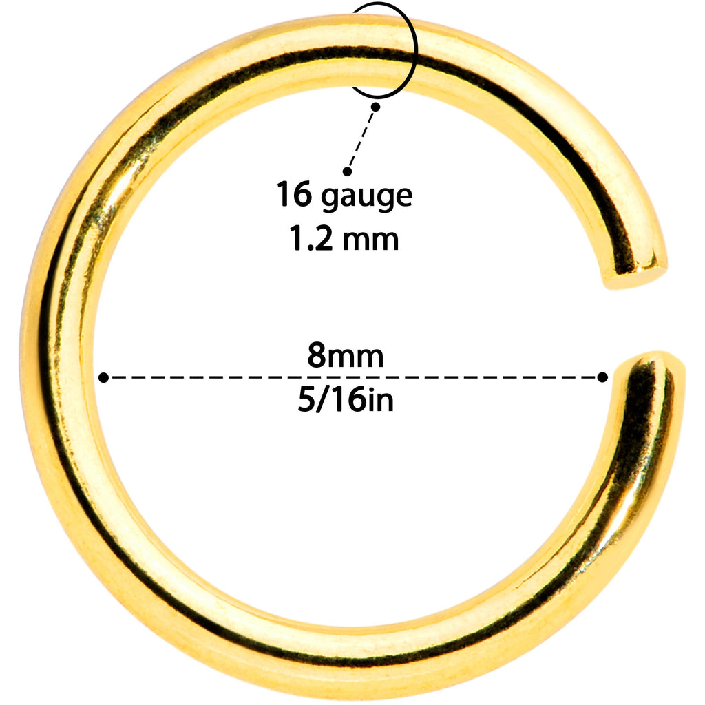 BodyCandy 16G 5/16 Steel Mixed Gold Tone Seamless Cartilage Ring Set of 12 — side view