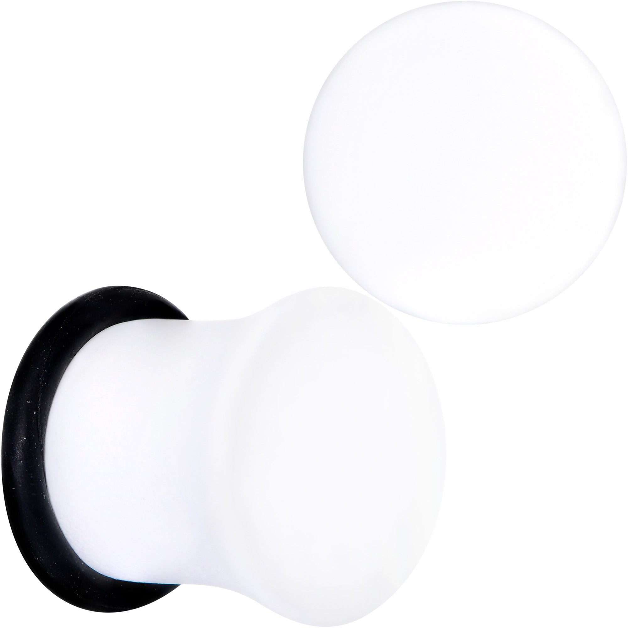 BodyCandy Wonderful White Matte Acrylic Single Flare Plug Set — comparison shot