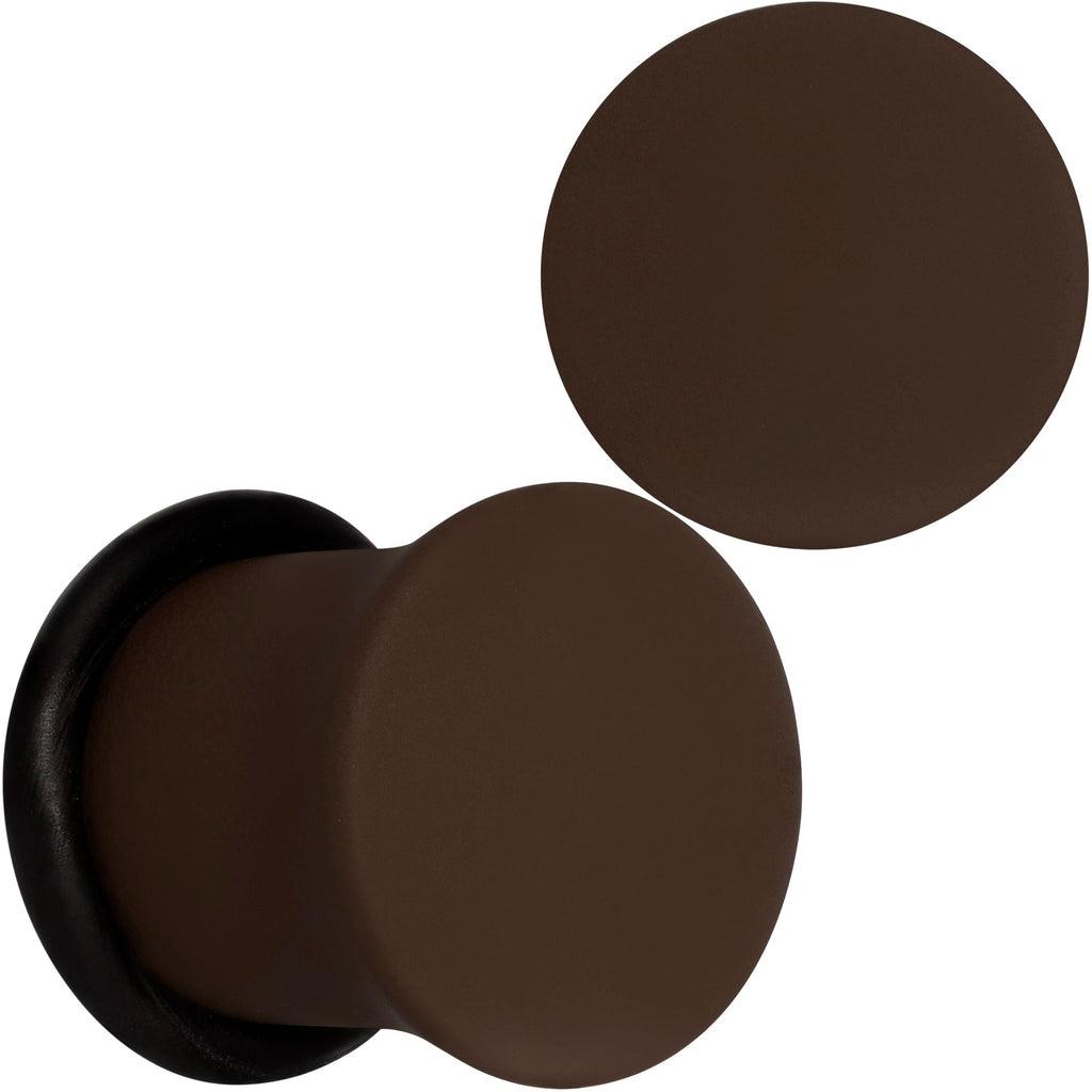 BodyCandy Delicious Dark Brown Matte Acrylic Single Flare Plug Set — comparison shot