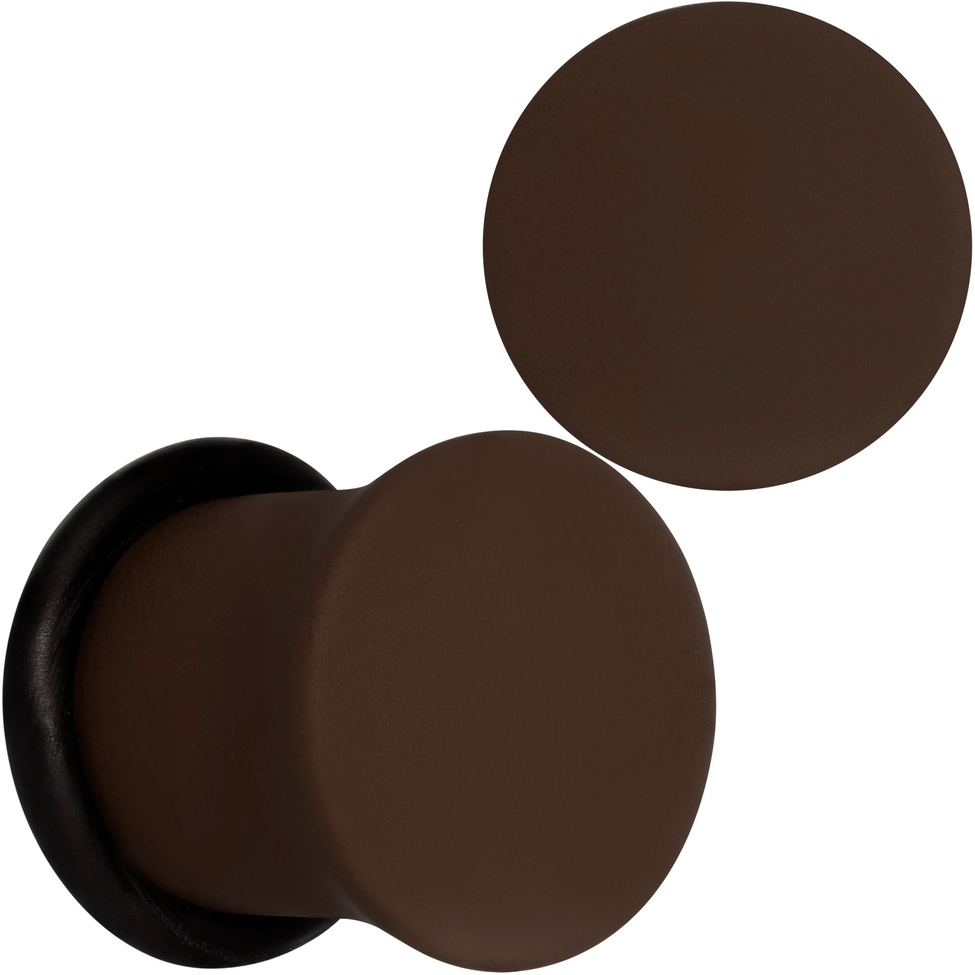 BodyCandy Delicious Dark Brown Matte Acrylic Single Flare Plug Set — comparison shot