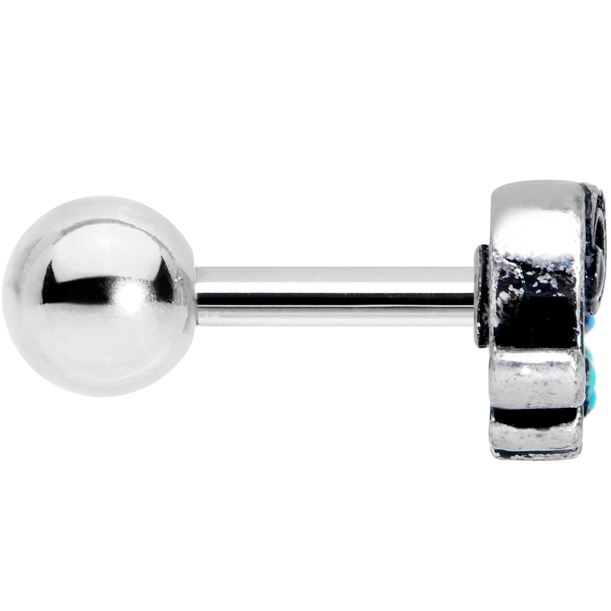 BodyCandy 16G 1/4 Aqua Orb Curvy Elephant Cartilage Tragus — lifestyle context