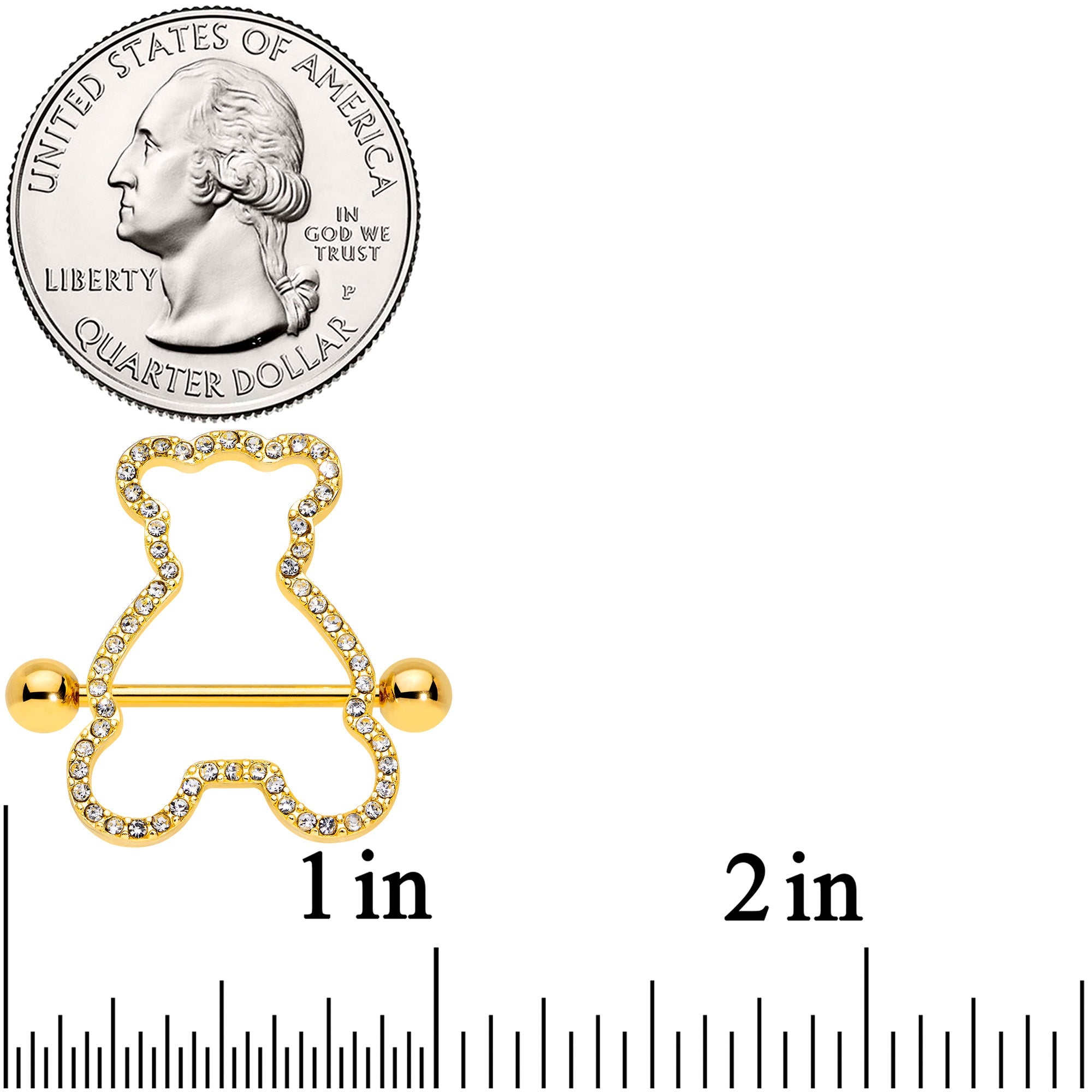 BodyCandy 14G 5/8 Clear Gem Gold Tone Teddy Bear Nipple Shield Set — lifestyle context