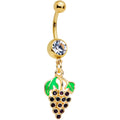 BodyCandy Clear Gem Gold Tone Delicious Grapes Dangle Belly Ring — main product shot