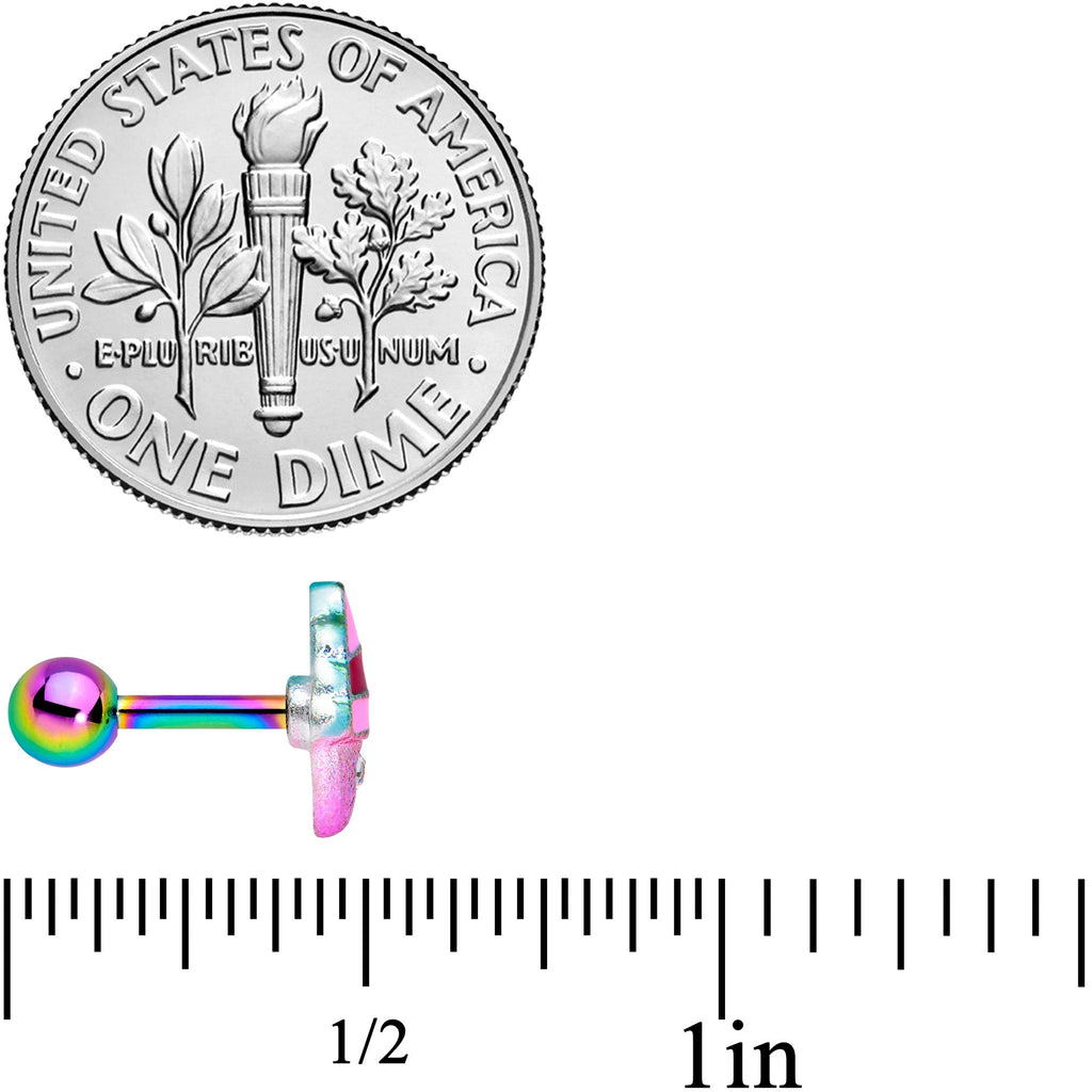 BodyCandy 16G 1/4 Clear Gem Rainbow Ice Cream Cone Cartilage Tragus — side view