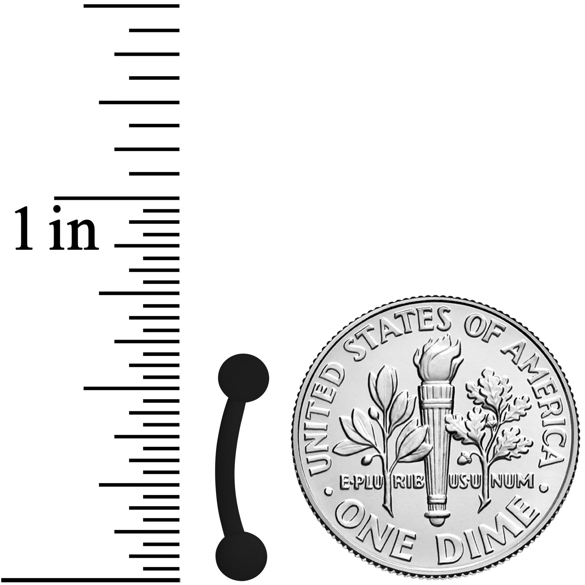 BodyCandy 16G 5/16 Black Acrylic Matte Curved Eyebrow Ring — detail close-up