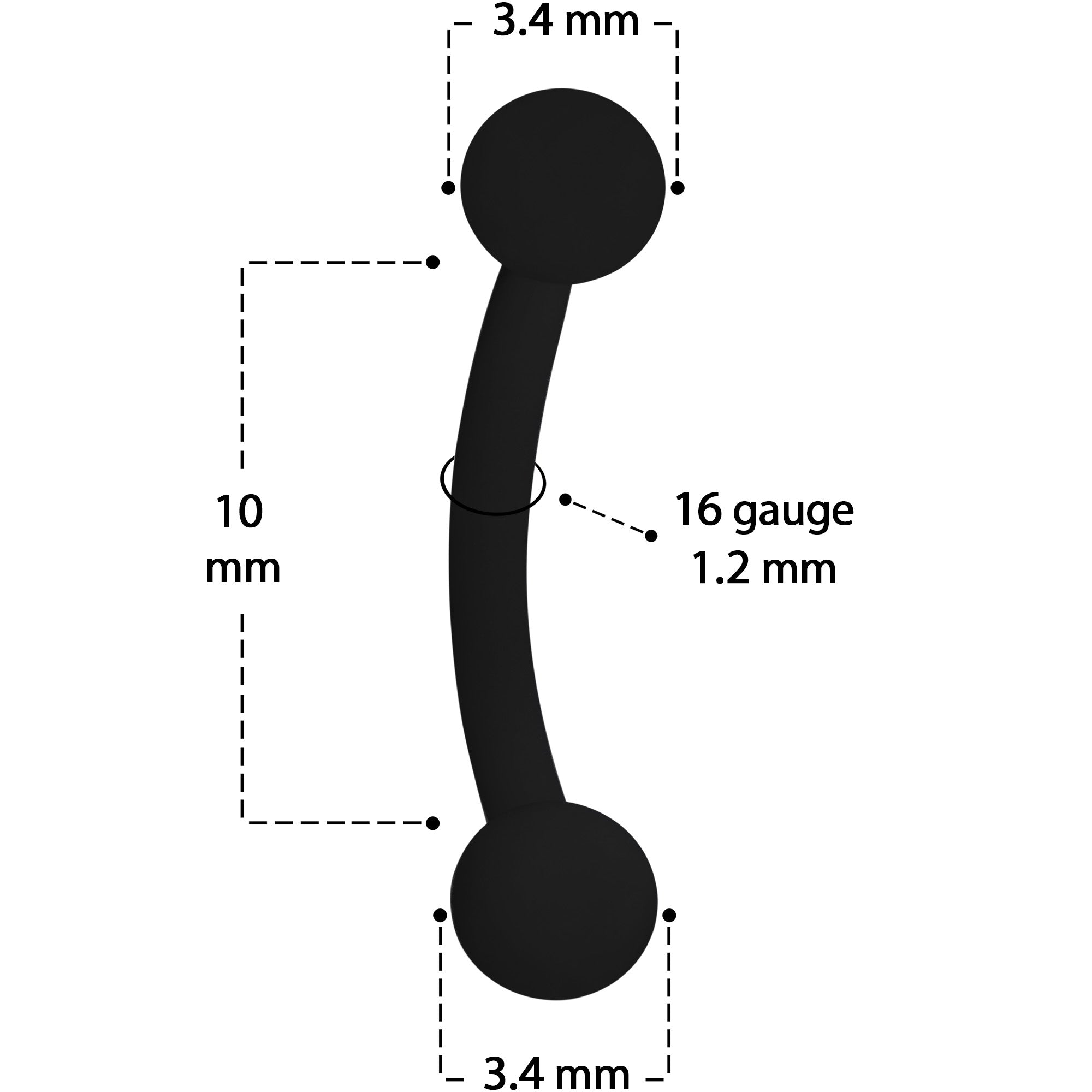 BodyCandy 16G 5/16 Black Acrylic Matte Curved Eyebrow Ring — lifestyle context