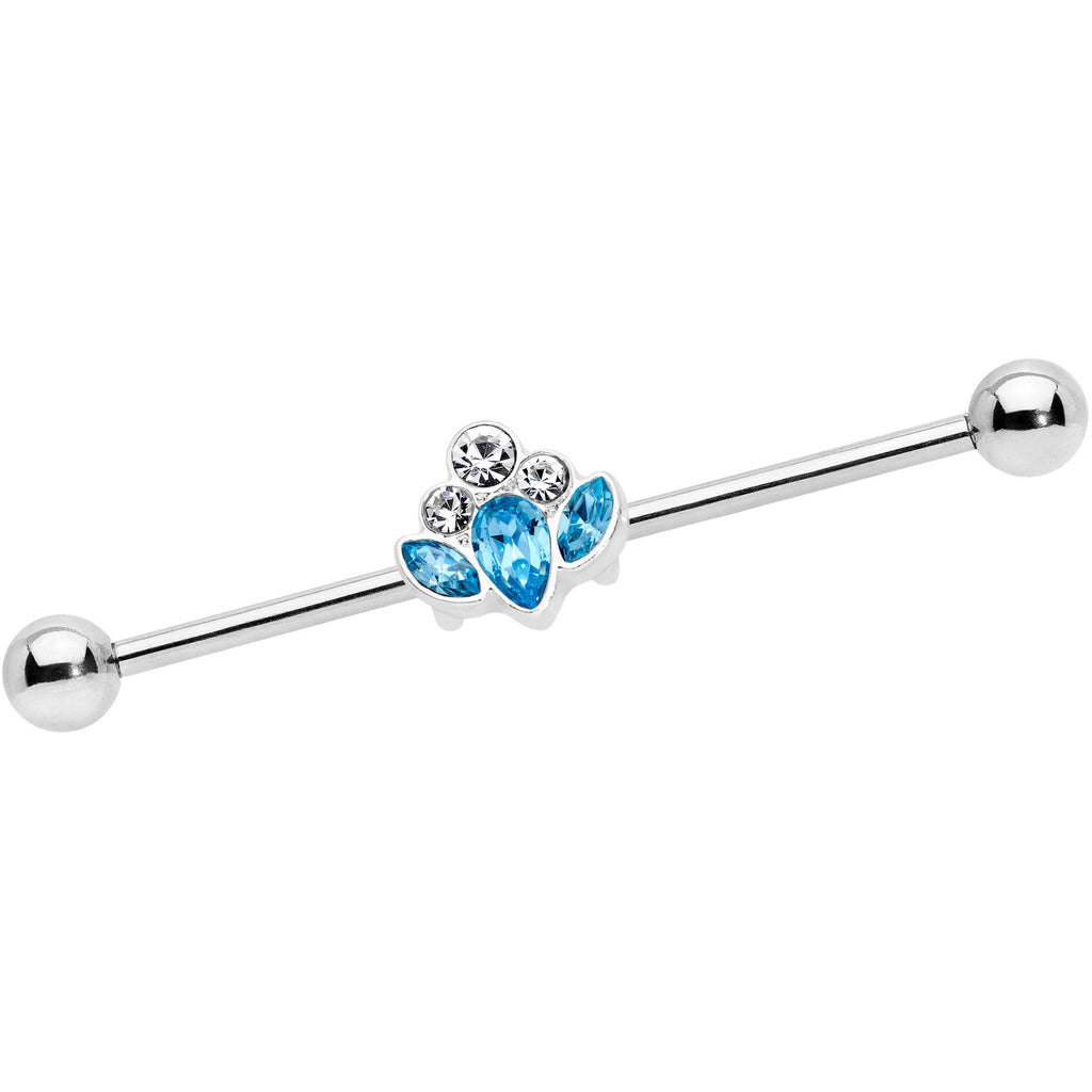 BodyCandy 14G Aqua Clear Gem Classic Cluster Industrial Barbell 38mm — main product shot
