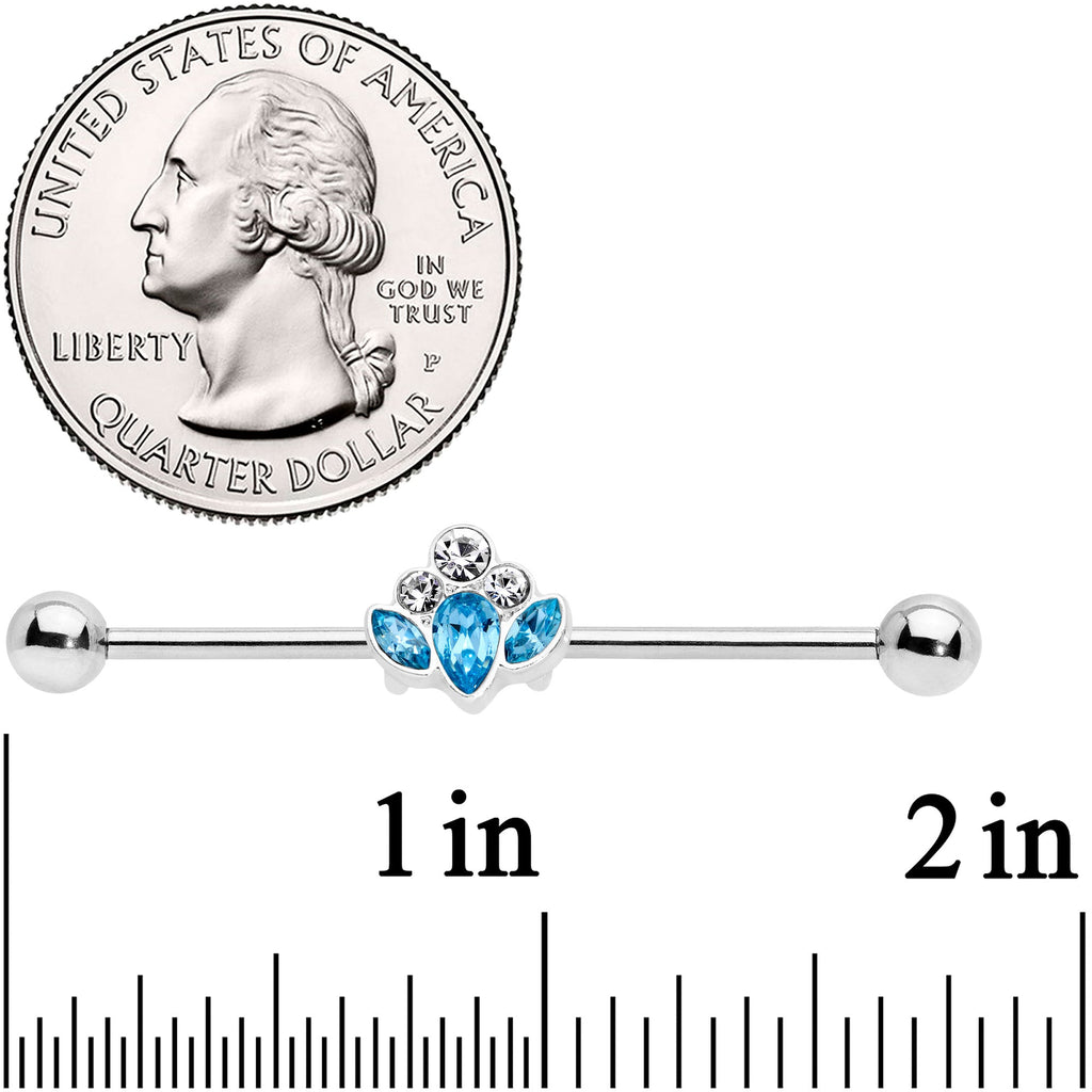 BodyCandy 14G Aqua Clear Gem Classic Cluster Industrial Barbell 38mm — alternative angle