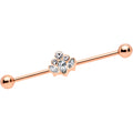 BodyCandy 14G Clear Gem Rose Gold Hue Anodized Cluster Industrial Barbell 38mm — main product shot