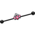 BodyCandy 14G Clear Pink Gem Black Anodized Classic Cluster Industrial Barbell 38mm — main product shot