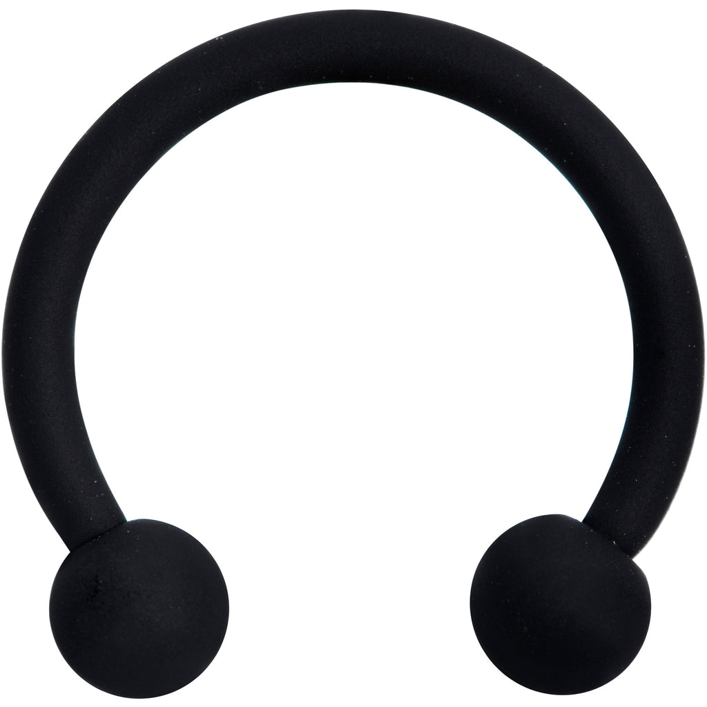 BodyCandy 16G 3/8 Beauteous Black Matte Horseshoe Circular Barbell — main product shot