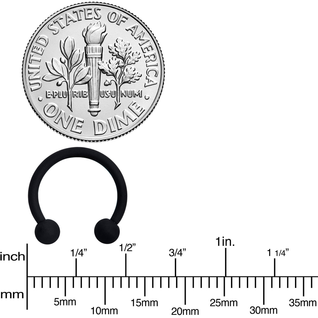 BodyCandy 16G 3/8 Beauteous Black Matte Horseshoe Circular Barbell — in-use photo
