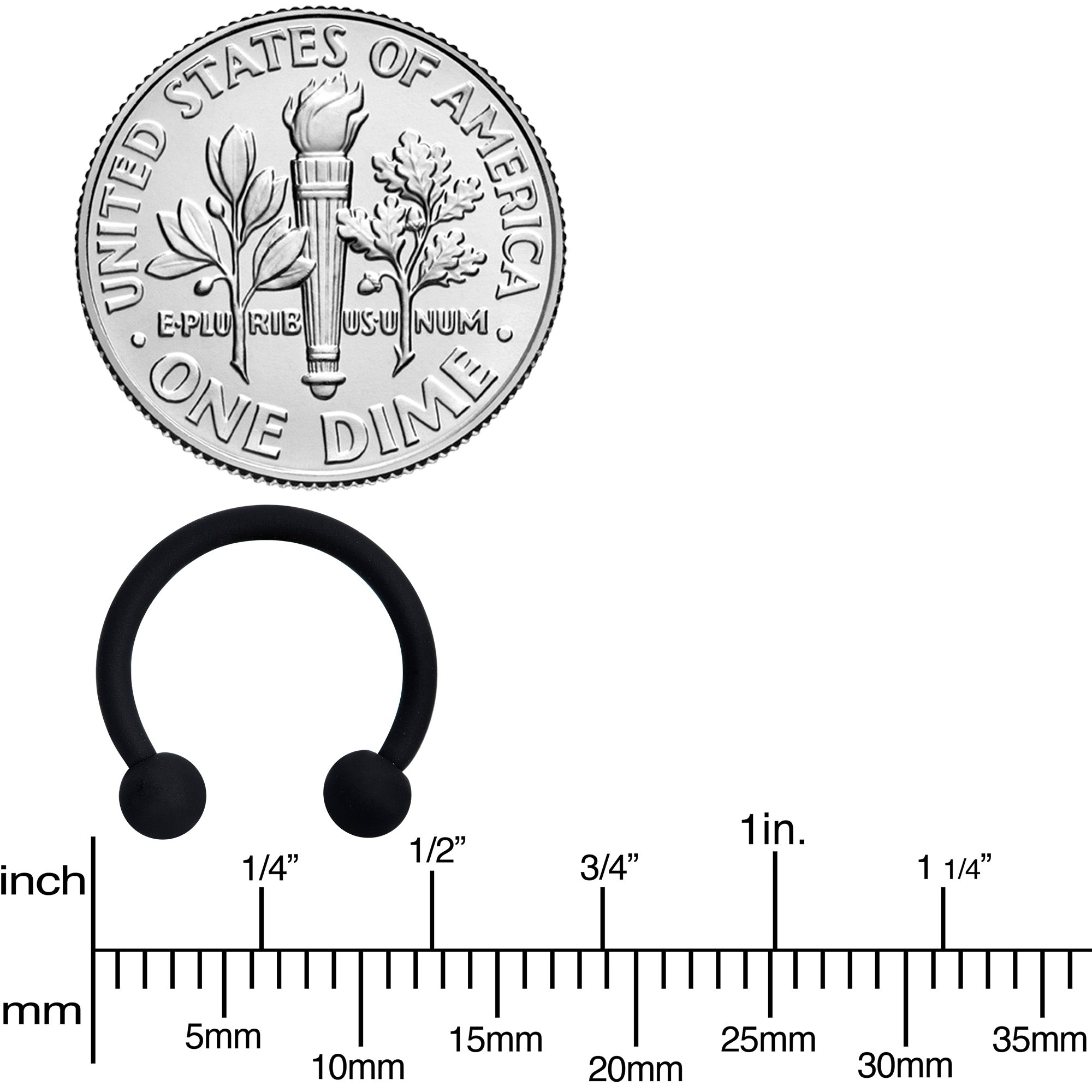 BodyCandy 16G 3/8 Beauteous Black Matte Horseshoe Circular Barbell — in-use photo